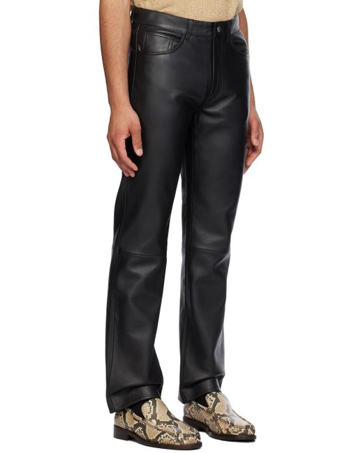 sunflower Black Straight-Fit Leather Trousers for men