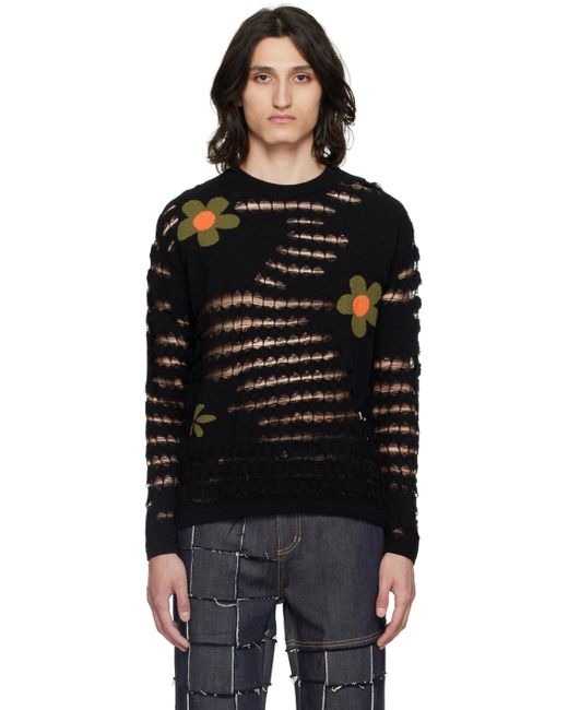 ANDERSSON BELL Black Flower Sweater for men
