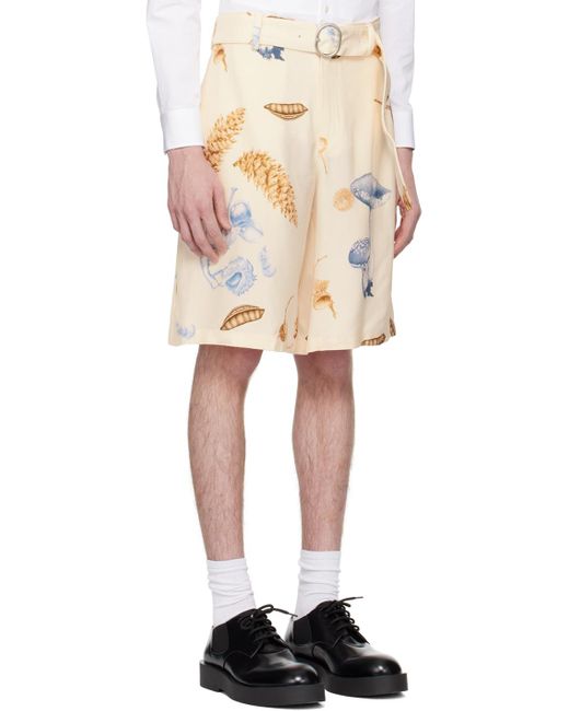 Jil Sander Natural Beige Printed Shorts for men