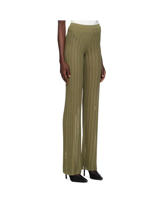 Dion Lee Green Snakeskin Hollowed Out Knitted Casual Pants