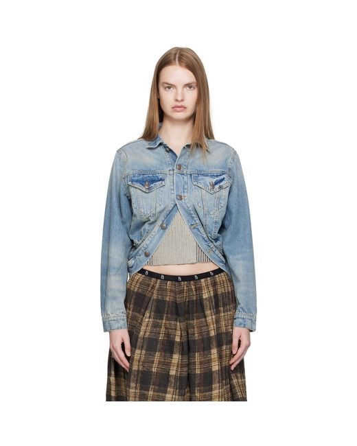 R13 Blue Wrap Around Denim Trucker Jacket