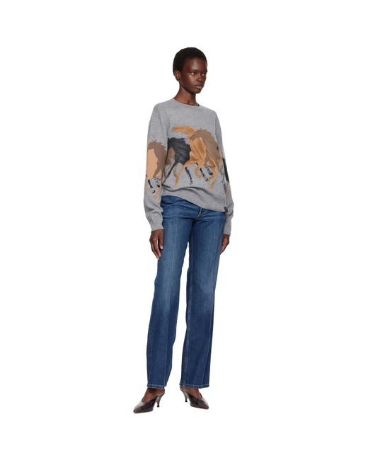 Stella McCartney Blue Crest-Embroidered Straight Jeans