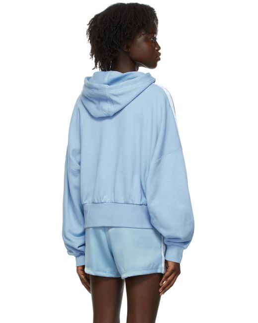 adidas Originals Blue Satin Tape Adicolor Classics Cropped Hoodie | Lyst UK