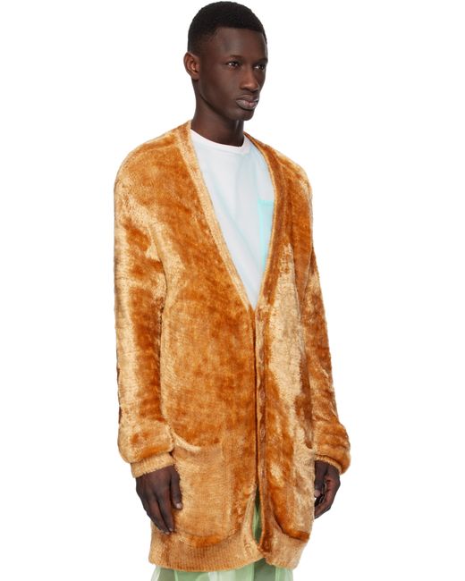 Dries Van Noten Orange Viscose Cardigan for men