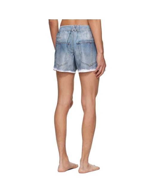 Moschino Blue Printed Nylon Swim Shorts for men