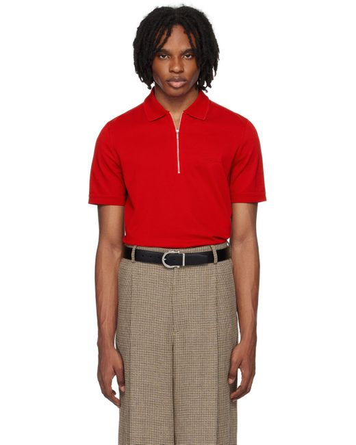 Ferragamo Red Half-Zip Polo for men