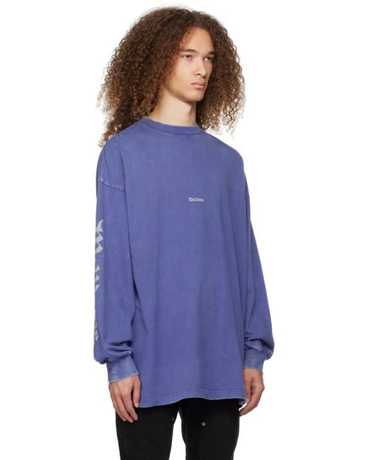 we11done Blue Gothic Long Sleeve T-shirt for men