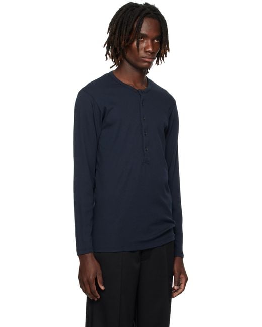Tom Ford Blue Cotton Henley for men
