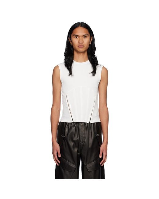 Dion Lee Black White Split Hem Tank Top for men