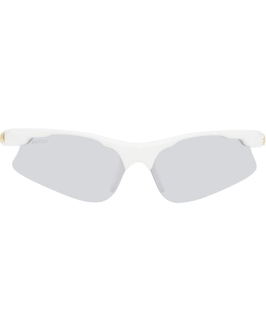 メンズ Gucci ホワイト Mask-Shape サングラス Black