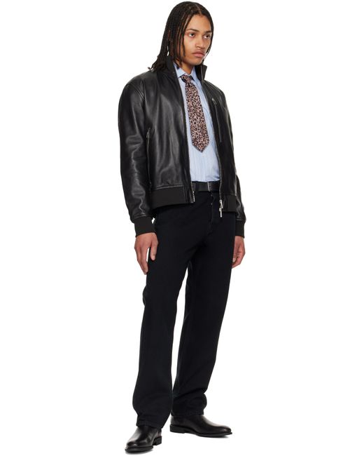 メンズ Paul Smith ピンク レオパードプリント シルク ネクタイ Black
