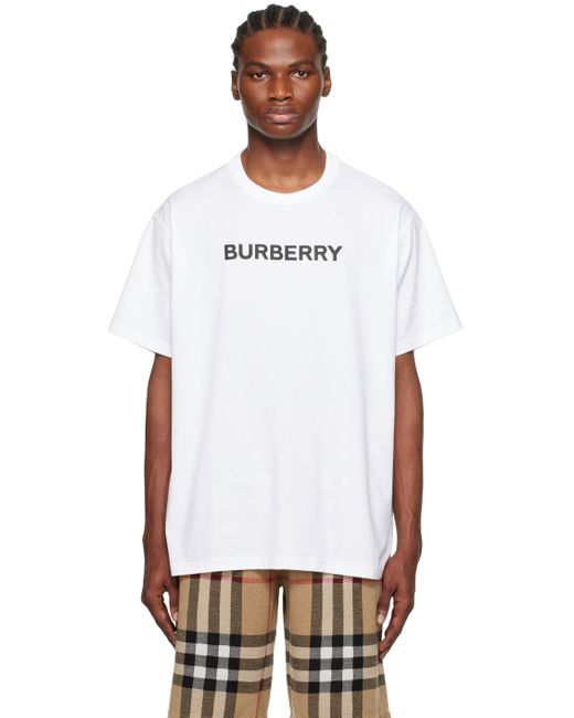 T-shirt blanc à logo contrecollé Burberry pour homme en coloris White