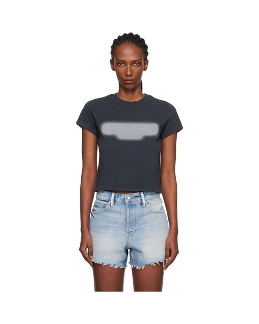 Alexander Wang Black Reflective Halo Print Logo T-Shirt