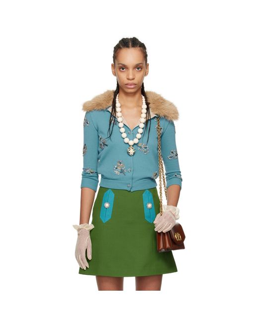 Valentino Green Embroidered Cardigan