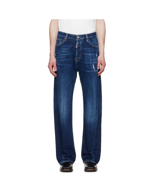 DSquared² Blue Loose Twisted Jeans for men