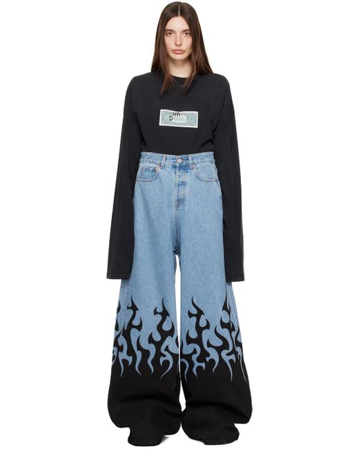 Vetements Black Blue Graphic Jeans