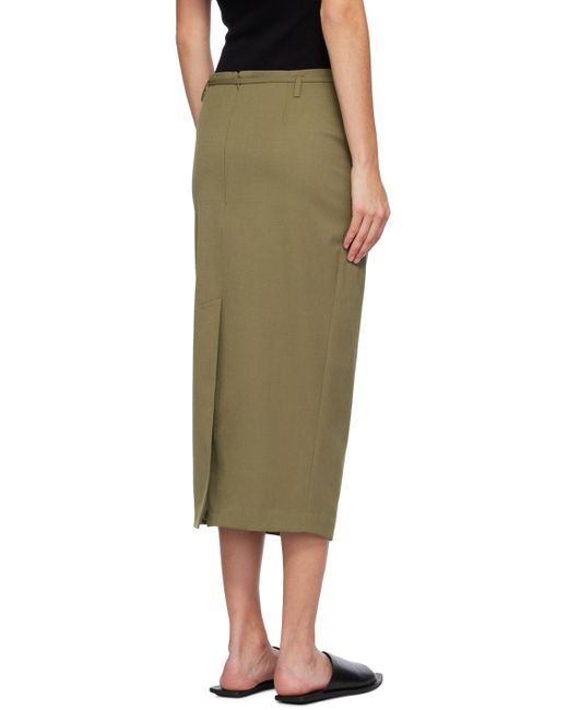 St. Agni Green Belted Midi Skirt