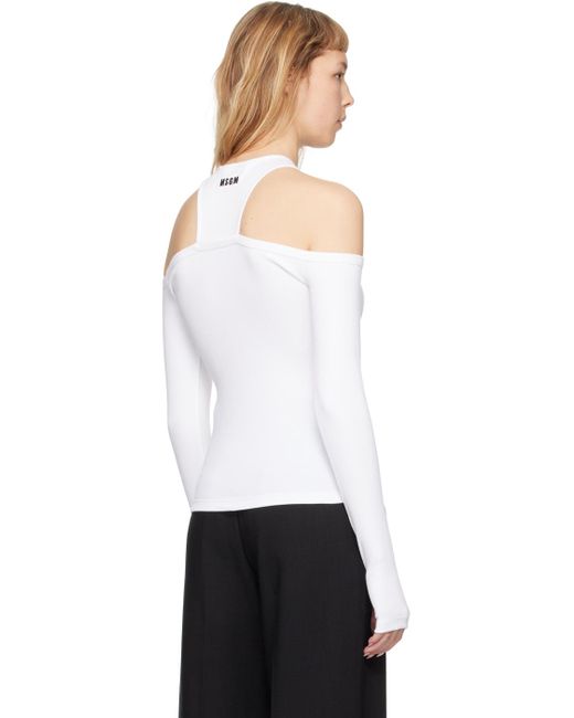 MSGM White Cutout Long Sleeve T-shirt