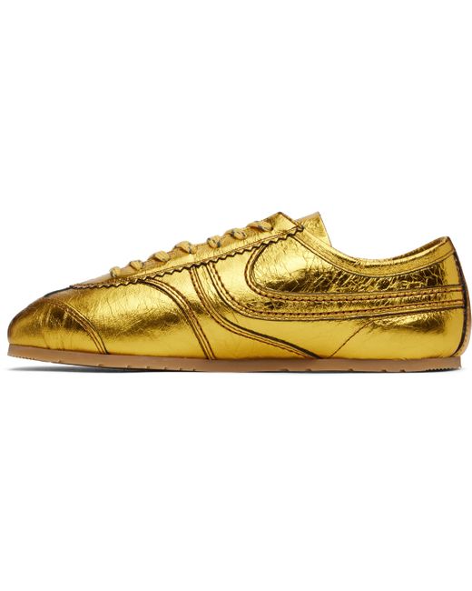 【関税込み】Dries Van Noten ゴールド メタリック スリッポン 新作*DRIES VAN NOTEN* ゴールド メタリックレザースニーカー