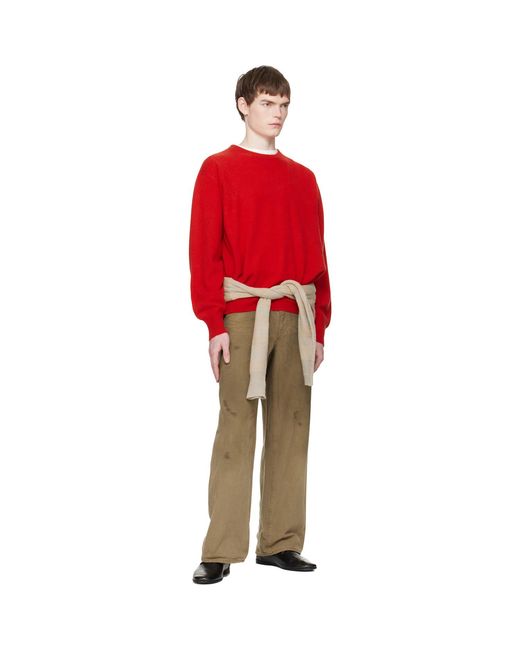 Ssstein Multicolor Khaki Sulfur Dyed Oxford Vintage Wide Trousers for men