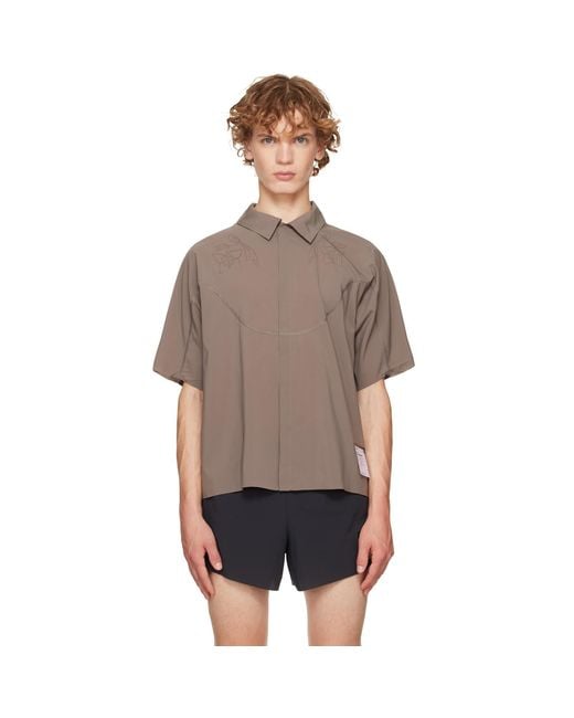 Satisfy Gray Taupe Peaceshell River Short Sleeves Shirt for men
