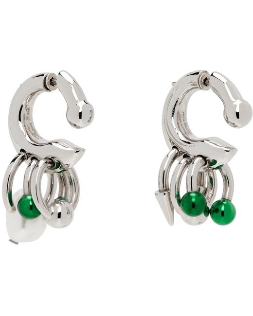 Acne Silver & Green Multi Charm Earrings