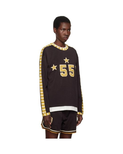 Bode Black Medalist Appliqué Long Sleeve T-Shirt