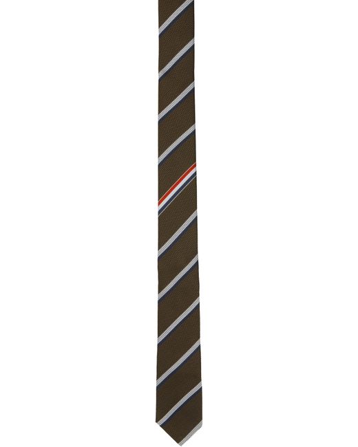 Thom Browne Black Classic Shadow Stripe Pique Weave Tie for men