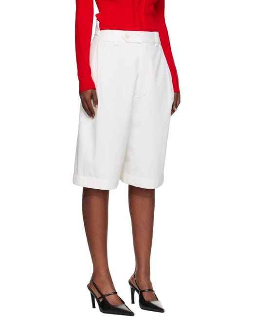 Victoria Beckham White Off- Tab Detail Shorts