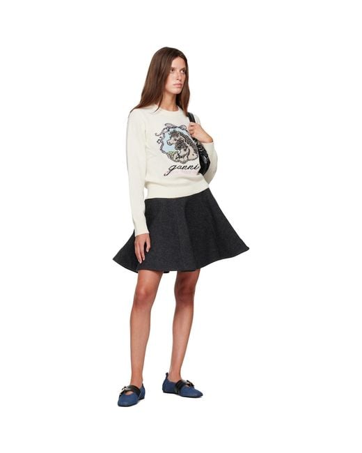 Ganni Black Peacoat Wool Miniskirt