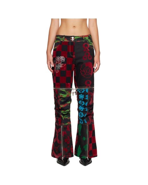 Chopova Lowena Red Patchwork Bevo Jeans