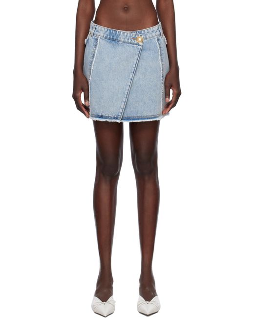 Balmain Black Asymmetric Denim Miniskirt