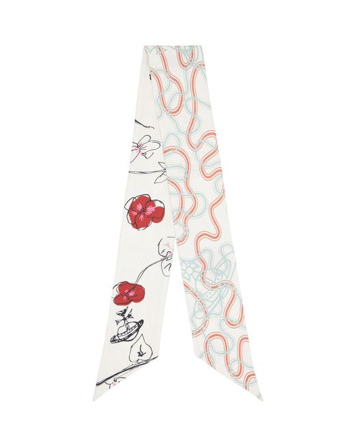 Vivienne Westwood White Flower & Orb Twilly Scarf for men