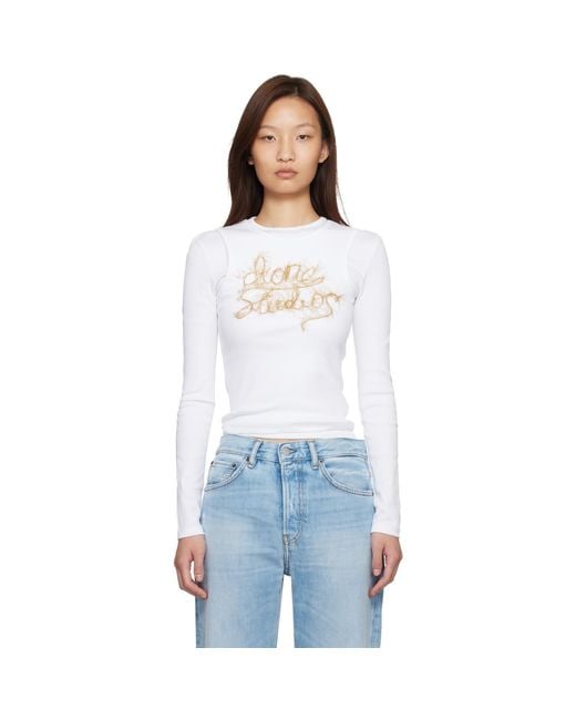 Acne White Layered Logo T-Shirt