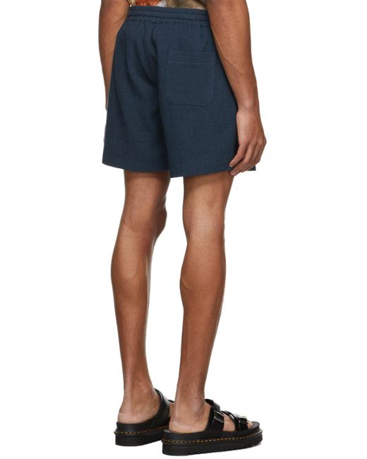Commas Blue Linen Lounge Shorts for men