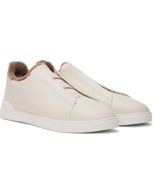 Zegna Black Off- Deerskin Triple Stitch Sneakers for men