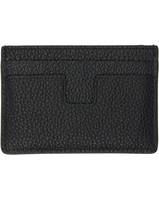 Tom Ford Black Grain Leather Classic Card Holder for men