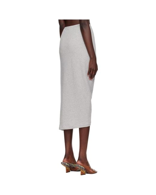 Dries Van Noten Gray Gathered Midi Skirt