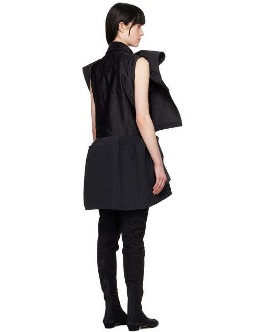 Sacai ブラック Grosgrain & Quilted Satin ミニワンピース Black