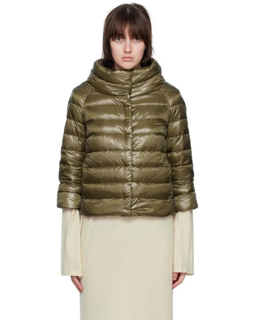 Herno Synthetic Khaki Sofia Down Jacket in Green | Lyst