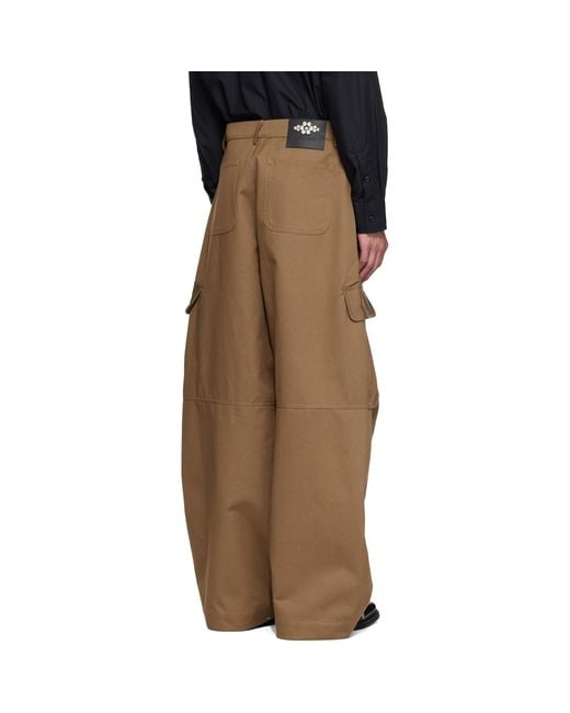 Simone Rocha Brown Balloon Knee Pleat Cargo Pants for men