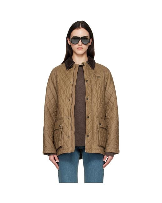 Burberry Brown Quilted Coated Cotton Barn Jacket