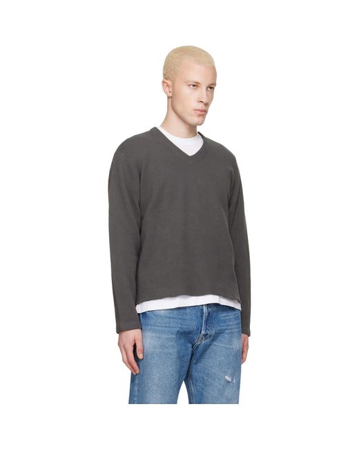 Lady White Co. Black Cropped V-Neck Sweater for men