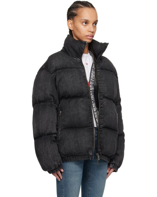 DIESEL Black W-mons-a Denim Puffer Jacket