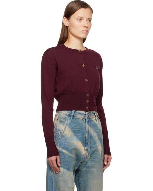 Vivienne Westwood Red Burgundy Bea Cropped Cardigan