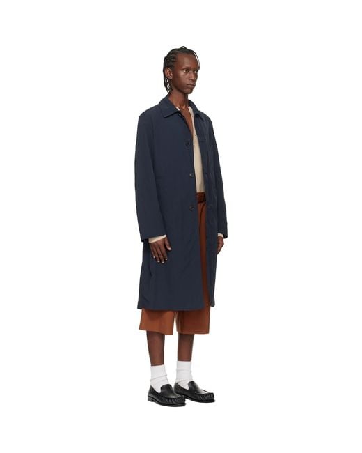Dries Van Noten Blue Taffeta Coat for men