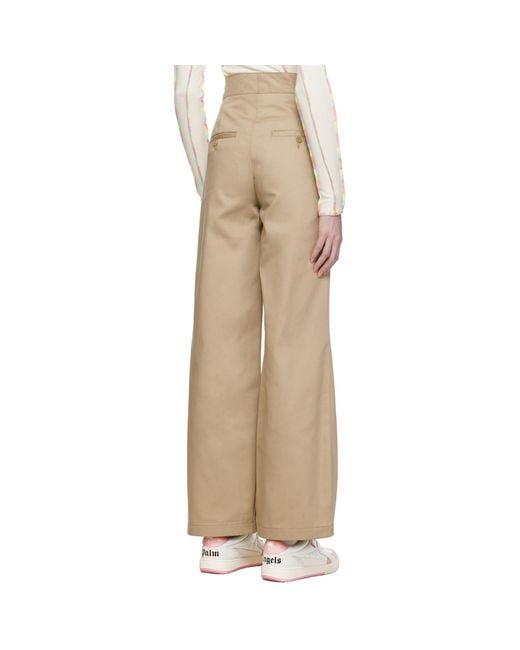 Palm Angels Natural Beige Reversed Waistband Trousers