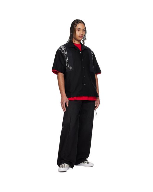 Mastermind Japan Black Bandana Short Sleeve Shirt for men