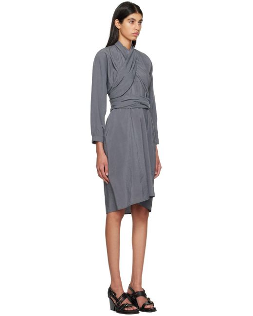 Lemaire Black Gray Knotted Midi Dress