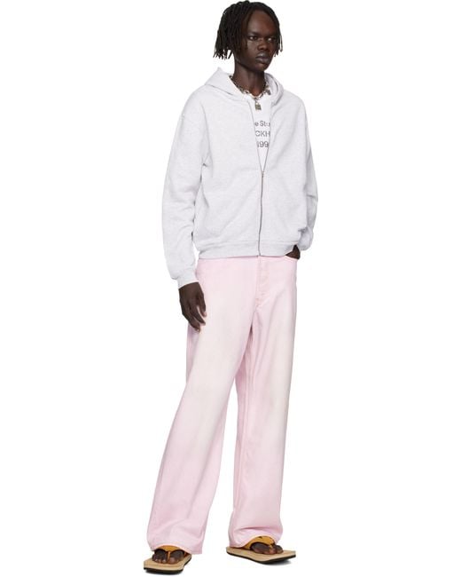 Acne White Zipper Hoodie for men